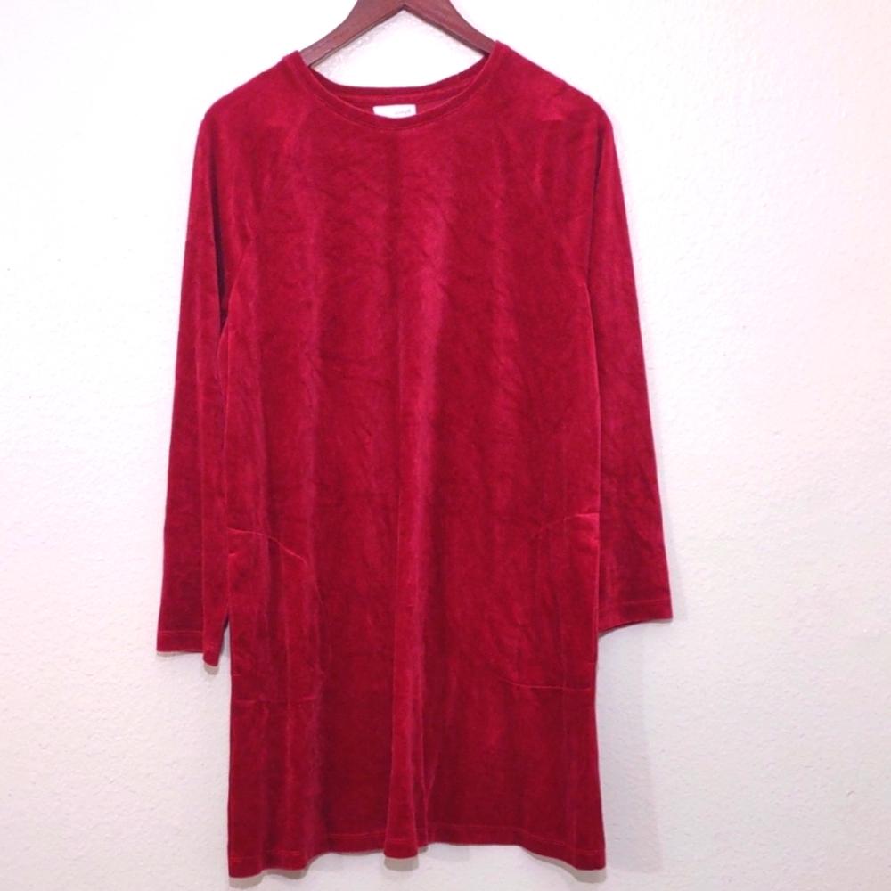 SLIGHTLY USED PURE JILL SIZE PETITE L BURGENDY LONG SLEEVE HAS POCKETS
